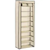 vidaXL Schoenenkast met hoes 57x29x162 cm stof crème