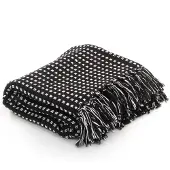 vidaXL Plaid vierkanten 125x150 cm katoen zwart