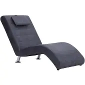 vidaXL Chaise longue met kussen kunstsuède grijs