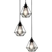 Kamome vidaXL Plafondlamp met diamantdesign, zwart, 3 x E27 lampen