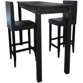 vidaXL Bartafel met 2 barkrukken zwart
