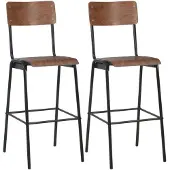 vidaXL Barkruk, 2 stuks, bruin, massief multiplex, staal