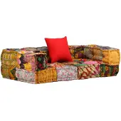vidaXL Poef tweezits modulair stof patchwork