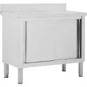 vidaXL Werktafel met schuifdeuren 100x50x(95-97) cm roestvrij staal