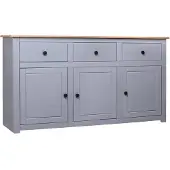 vidaXL Dressoir Panama Range 135x40x80 cm massief grenenhout grijs