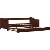 vidaXL Bedbank uittrekbaar grenenhout donkerbruin 90x200 cm