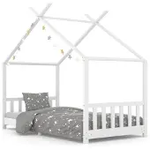 vidaXL Kinderbedframe massief grenenhout wit 90x200 cm