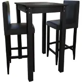 vidaXL Bartafel met 2 barkrukken zwart