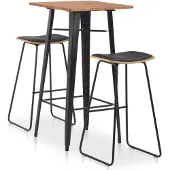 vidaXL 3-delige Barset staal zwart
