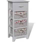vidaXL Kast met 1 lade en 3 manden paulowniahout wit
