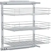 vidaXL Draadmand keuken uittrekbaar 3-laags 47x35x56 cm zilverkleurig
