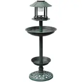 vidaXL Vogelbad/voederhuisje met solarverlichting