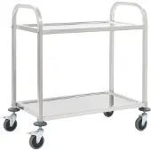 vidaXL Serveerwagen met 2 niveaus, 96,5 x 55 x 90 cm, roestvrij staal