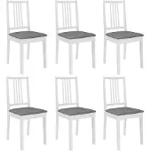 vidaXL Eetkamerstoelen met kussens 6 st massief hout wit -VXL-276406