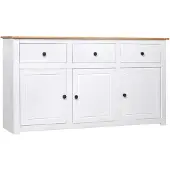 vidaXL Dressoir Panama Range 135x40x80 cm massief grenenhout wit