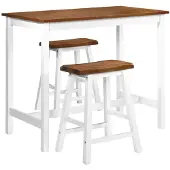 vidaXL 3-delige Bartafel en -krukkenset massief hout