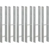 vidaXL Grondankers 6 st 9x6x60 cm gegalvaniseerd staal zilverkleurig