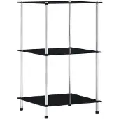 vidaXL Kastje 3-laags 40x40x67 cm gehard glas zwart