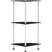 vidaXL Kastje 3-laags 30x30x67 cm gehard glas zwart