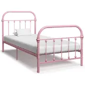 vidaXL Bedframe metaal roze 90x200 cm