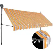 vidaXL Auvent manuel rétractable avec LED 350 cm Jaune et bleu