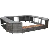 vidaXL Spa-ombouw vierkant 268x268x55 cm poly rattan grijs