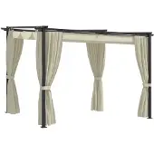 vidaXL Paviljoen met gordijnen, 3 x 3 meter, crème kleur, staal