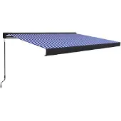 vidaXL Luifel handmatig 400x300 cm blauw en wit