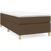 vidaXL Boxspring met matras stof donkerbruin 100x200 cm