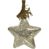 Lumineo Kersthanger Ster Aan Touw Zilver Met Verlichting D 20 Cm