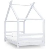 vidaXL Kinderbedframe massief grenenhout wit 80x160 cm