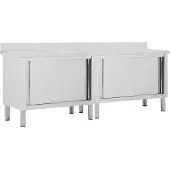 vidaXL Werktafels met deuren 2 st 240x50x(95-97) cm roestvrij staal
