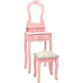 vidaXL Kaptafelset met kruk 50x59x136 cm paulowniahout roze