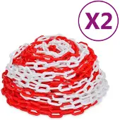 vidaXL Veiligheidskettingen 2 st 30 m kunststof rood en wit