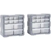 vidaXL Organisers met 12 lades 2 st 26,5x16x26 cm