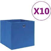 vidaXL Opbergboxen 10 st 28x28x28 cm nonwoven stof blauw