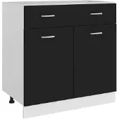 vidaXL Onderkast met lade Lyon 80x46x81,5 cm bewerkt hout zwart