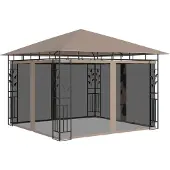 vidaXL Paviljoen met muggengaas, 3x3x2,73 m, taupe, 180 g/m²