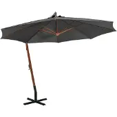 vidaXL Zweefparasol met paal 3,5x2,9 m massief vurenhout antraciet