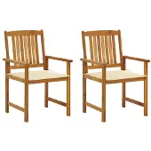 vidaXL Tuinstoelen 2 st met kussens massief acaciahout