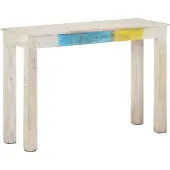 vidaXL Wandtafel 115x35x77 cm ruw mangohout wit