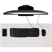 Ivol Bureau onderlegger / bureaumat 40x85 cm - PU leer - Wit