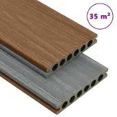 vidaXL Terrasplanken met accessoires 35 m² 4 m HKC bruin en grijs
