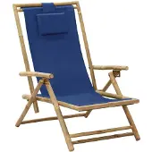 vidaXL Relaxstoel verstelbaar bamboe en stof marineblauw