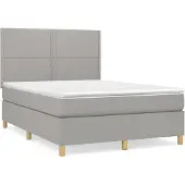 vidaXL Boxspring met matras stof lichtgrijs 140x200 cm