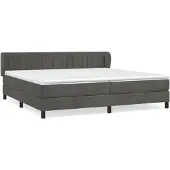 vidaXL Boxspring met matras fluweel donkergrijs 200x200 cm