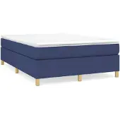 vidaXL Boxspring met matras stof blauw 140x190 cm