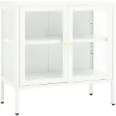 vidaXL Dressoir 70x35x70 cm staal en glas wit