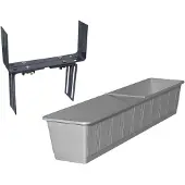 Geli Kunststof plantenbak grijs rechthoekig 80 cm met 2 verstelbare balkon/muurbeugels - Plantenbakken