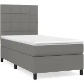 vidaXL Boxspring met matras stof donkergrijs 80x200 cm